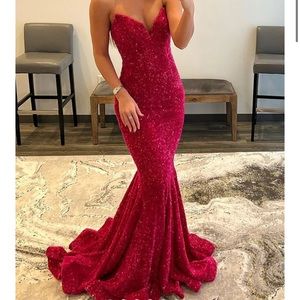 Pink strapless prom dress
